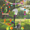 YIXUND Bird Toys for Parakeets, Parrots, Conures, Cockatiels, Love Birds, Finches, Mynah, Budgerigar - 9Pcs Wooden Ladder Bridge, Swing, Hammock, Cage Accessories