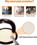 Happi N Pets Large Cat Self Groomer, Heavy Woven Sisal Pad with Mouse Toy