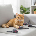 5 PCS Cat Toy Mice, Gray Fur Rattle Mouse Toys for Cats Realistic Mice Animal Toys Artificial Fur Pet Supplies Interacti