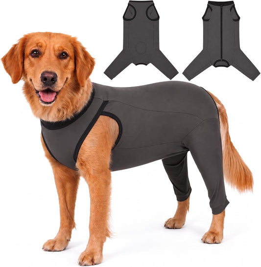 BARKLESS Dog Recovery Suit with Rear Leg Sleeve After Surgery, Spay