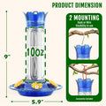 Birdream 2 Pack-20oz Hummingbird Feeders for Outdoors, Plastic Hummingbird Feeder with 5 Bee Guard Feeding Ports & Clean