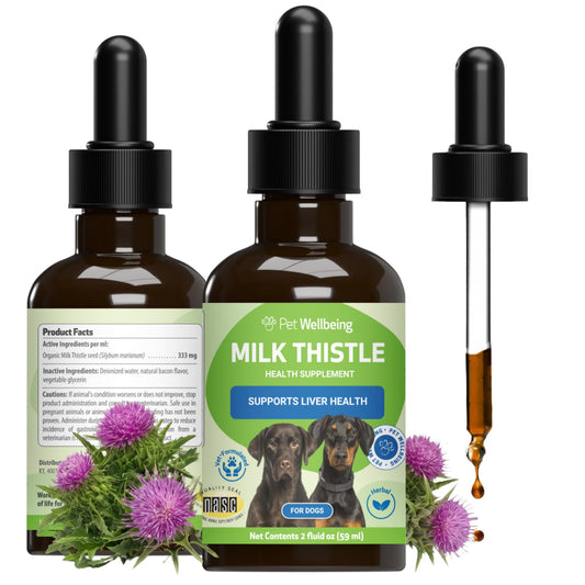 Pet Wellbeing Milk Thistle for Dogs - Organic Milk Thistle, Supports Healthy Liver Function & Detoxification - NASC Certified & Vet-Formulated - 2 oz Liquid