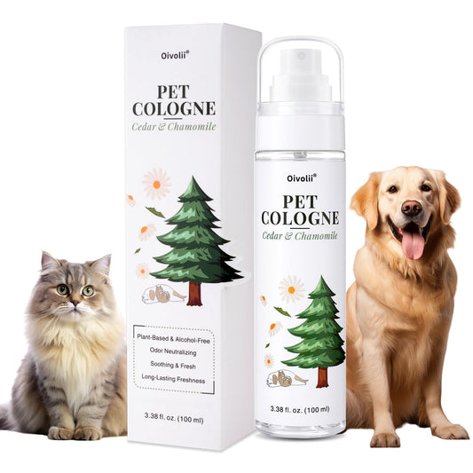 Oivolii Pet Cologne Spray for Dogs & Cats – Natural Deodorizing Perfume – Long-Lasting Scent – Alcohol-Free, Hypoallergenic, Safe Grooming Spray for Pets