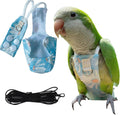 Snap-Closure Parrot Diapers with Adjustable Leash - Washable Bird Flight Suits for Cockatiels, Sun Conures & Quaker Parr