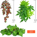 KATUMO Reptile Plants, 3 PCS Amphibian Hanging Plants with Suction Cup for Snake, Bearded Dragons, Lizards, Geckos, Toad