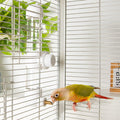 7.4 Fl Oz No Mess Bird Water Dispenser, Automatic Parrot Water Feeder with Spring Valve, Clear Cage Water Drinker for Parakeets Cockatiels Budgies Finch Lovebirds & Canary (White, 7.4 fl oz (220ml))