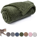 Warm Soft Fuzzy Dog or Cat Blanket, Plush Fleece Throws for Bed, Couch, Sofa, Travel (M/32" x 40", Dark Green)