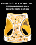 JUFOO XXS Yellow Flower Pattern Dog Harness and Leash Set,No Escape Harnesses for Training Walking，Breathable Adjustable Puppy Vest for Small Medium Dogs, Cats (Yellow, XXS)