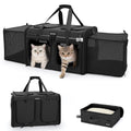 MIDOG 2 Cat Carrier with Litter Box, Expandable Dual Compartment Cat Carrier for 2 Cats, Large Soft Sided Double Pet Carrier for Car Travel, Moving