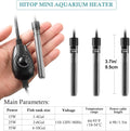 HITOP 15W/25W/35W Mini Aquarium Heater Submersible Small Fish Tank Heater for up to 10Gallons Fish Tanks, Fish Bowls, Be