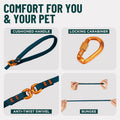OutdoorBengal Kushma™ - Long Leash for Cats and Small Dogs with Bungee - Silicone + Nylon - No Tangle, Hands-Free for Waist and Body, Lightweight - Extra Long Cat Leash for Small Dogs (Navy)