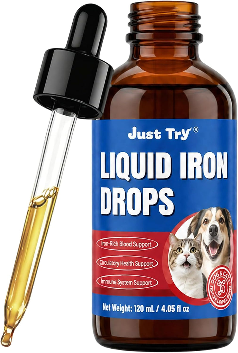 Just Try Iron Liquid Supplement, Iron for Dogs&Cats, Dog Supplements,4.06oz