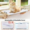 AMOSIJOY Cat Sill Window Perch Sturdy Cat Hammock Window Seat with Wood & Metal Frame for Large Cats, Easy to Adjust Cat Bed for Windowsill, Bedside, Drawer and Cabinet