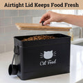 Cat Food Storage Container with Scoop - 15 lb (50 Cup) Capacity Metal Cat Food Container with Airtight Bamboo Lid & Metal Scoop - Airtight Pet Food Storage Containers - 15 lb Treats & Kibble Container