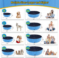 CACSPS Foldable Dog Pool, 32" x 8" Kiddie Pool with Hard Plastic, Non-Slip Dog Bath Tub for Outdoor Backyard, Collapsible Dog Swimming Pool for Kids Dogs Pets (Blue)