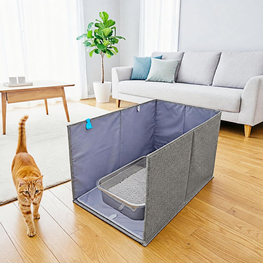 Gesomepurrz Extra Large Cat Litter Box Enclosure, Open Top High Sided Splash Guard, Water Resistance Shield for Cat Litter Boxes