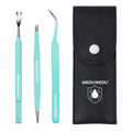 MEDUWEDU Tick Removal Tool Kit for Dogs, Cats & Humans – Stainless Steel Tick Tweezer, Fork & Dual-Head Clamp with Leather Pouch, Safe & Easy Tick Remover for Pets, Ideal for Grooming & Outdoor Travel