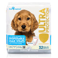 Paw Inspired Male Dog Wraps, Disposable Dog Diapers | Belly Bands for Small, Medium, Large Dogs (32 Count, Size Small)