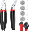 400 Pcs Hog Rings with 2 Hog Ring Pliers Kit, Straight & 45° Bent Pliers, 1", 3/4", 1/2", 3/8" Galvanized Hog Rings with