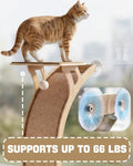 JKXJKX 47" Floor Standing Cat Window Perch with Curved Scratching Ramp, 80 Lbs Heavy Duty Window Bed Seat with Suction C