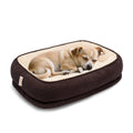 Orthopedic Dog Bed Small Washable, Egg Crate Foam Cat Bed for Senior Cat,Oval Kennel Bed, Pet Couch Bed with Four Sided Bolster, Removable Washable Cover Non-Slip Bottom, Brown