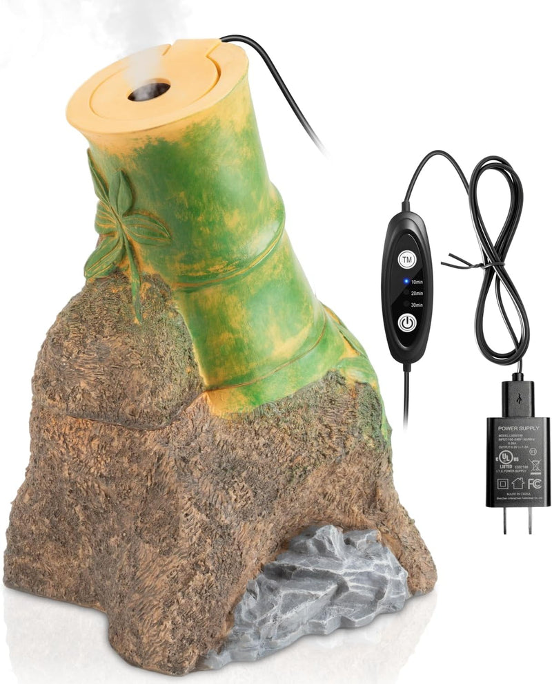 Reptile Humidifier Fogger, Bamboo Trunk Humidifier with Top Mist Outlet, 1000ml Detachable Terrarium Humidifier Reptile 