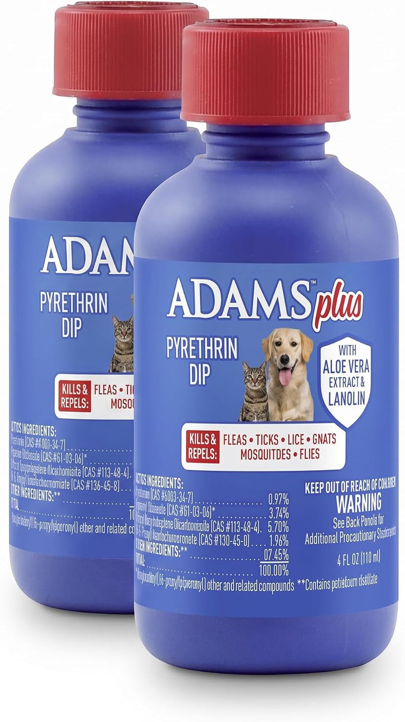 ADAMS Plus Pyrethrin Flea Dip for Dogs and Cats, Kills and Repels Fleas, Ticks, Lice, Gnats, Mosquitoes and Flies, for D