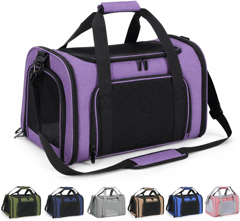 Pet Carrier for Cats and Small Dogs Up to 15 lb,Purple, Medium