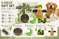 Dog Gift Set 5-Piece - New Puppy Essentials Kit, Chew Toy & Feeder