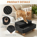 YoehMongYo Extra Large 2 Steps Cat Litter Box Step Cat Litter Box Ramp with Wooden Base Designed for Automatic Litter Box Entry Anti-Tracking Surface & Easy Cleaning for Small & Elderly Cats (Black)