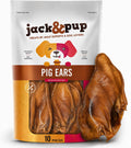 Jack&Pup Pig Ears for Dogs (10 Pack) - All Natural Single Ingredient Extra Thick Large Whole Pigs Ears - Premium Dog Pig Ear Treats - Natural Dog Pork Chews; Excellent Rawhide Alternative