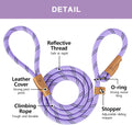 5 FT Slip Lead Dog Leash, Heavy Duty Rope Leash for Small Medium Large Dogs, No Pull Training Lead with Reflective Threa