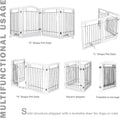 SPIRICH 96-inch Extra Wide 30-inches Tall Dog Gate with Door Walk Through, Freestanding Wire Pet Gate for The House, Doorway, Stairs, Pet Puppy Safety Fence, Support Feet Included (White)