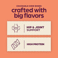 Chewsday, Dog Treats, Rawhide Free Chew Bones, 3 Count, Real Ingredients