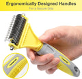 Tessenyh Professional Dog Brush for Shedding, Undercoat Rake for Medium and Long Haired & Double Coated Dogs, Double Sided Design with 12+23 Blades