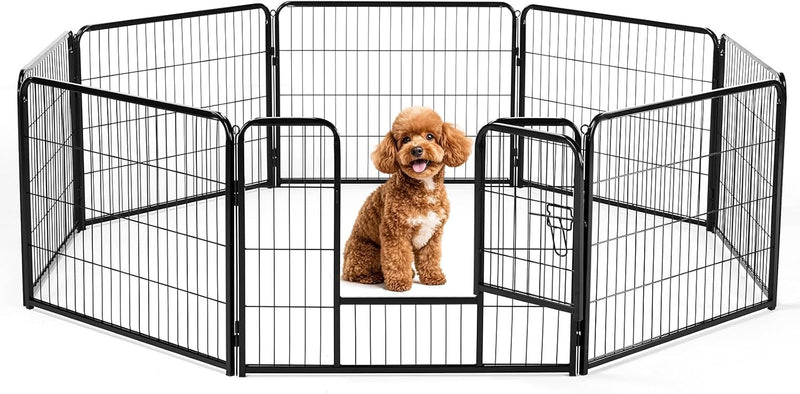 DUMOS Dog Playpen 24 Inch 8 Panels Indoor Outdoor Metal Pet Fence