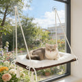 CHEERPALS Cat Window Perch for Indoor Cats, Wooden Cat Bed for Window with Washable Cushion, Hanging Kitty Hammock Suitable for Small-to-Large Cats