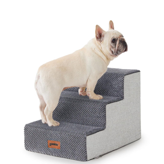ZOMISIA Dog Steps for Couch - Pet Stairs for Small Dogs and Cats, Dog Steps with Non-Slip Bottom Grey 3 Steps, Grey
