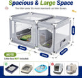 2-in-1 Cat Playpen with Litter Box Area, Keaber Indoor Pet Tent for Kittens Puppies with Waterproof Mat, Dog Enclosure for Adaptation, Training, Recovery & Travel (Light Grey, with Carrying Case)