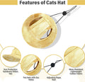 DENTRUN Cat Hats for Cats Only, Cat Cowboy Hats with Ear Holes Tiny Pets Birthday Party Costume, Cat Headwear Mini Cowboy Hat, Funny Sombrero Kitten Hat Chihuahua Beanie Cap Party Decorations