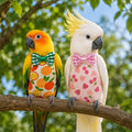 2Pcs Bird Diaper Reusable with 50 Pads, Cute Parrot Nappy Waterproof Inner