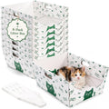 SOUJOY 8 Pack Disposable Cat Litter Box, Sturdy White Cardboard Litter Boxes with Scoop, Anti-Splashing Foldable Enclosed Travel Litter Tray for Cats Puppies Small Pets, 16" L x 12" W x 6.7" H