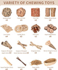 31PCS Rabbit Chew Treat Toys for Teeth Health, Natural Bunny Enrichment Toys for Boredom & Stress Relief, Keep Busy Toys