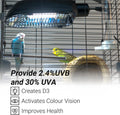 Oiibo Bird Cage Light Fixture Combo Kit, AvianSun Lamp Hood with 2.4% UVB UVA 20W Compact Fluorescent Bulb for All Kinds Captive Birds
