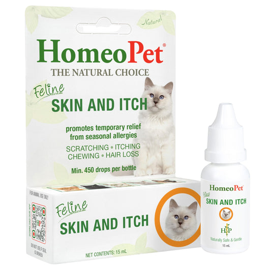 HomeoPet Feline Skin and Itch, Safe and Natural Cat Itchy-Skin Relief and Seasonal Allergy Supplement, 15 Milliliters