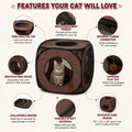 Sexy Liza’s Pop Up Tent Cat Cube - 24x22x20” Play Tent w/ 14” Hole - Connects with Snarky Pets Timmy & Mister’s Tunnel - Outdoor Cat Tent, Play Pen, Zip Connect, Outdoor cat House or Small Dog Bed