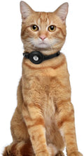 OOPSDOGGY Leather AirTag Cat Collar with Bell - Non Breakaway Kitten Collar with Apple Air Tag Holder - Lightweight GPS 