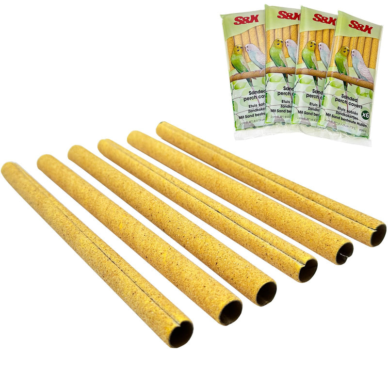 S&X 24-Pack Sand Perch Covers for Parakeets Canaries Finches & Other Small Birds, Bird Perch Covers Sandpaper