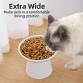 KITCHENLESTAR 6.2 Inch Extra Wide Elevated Ceramic Cat Bowls, Food and Water Bowl Set for Elder Big Cats Small Dogs, Raised Design for Pet Easy Eating, Protect Cat's Spine Set of 2(White)