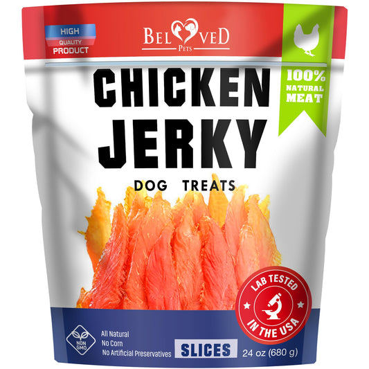 Beloved Pets Dog Treats Chicken Jerky 1.5 lb – Dog Food & High Protein Chews for Large, Medium & Small Breeds – Natural Healthy Training Snacks Strips – Human Grade Bulk Soft Pack – Made for USA